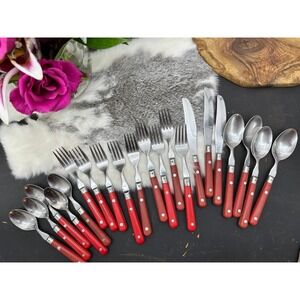 21‎ Piece Le Prix Red Ginko + Washington Forge Mardi Gras flatware set stainless